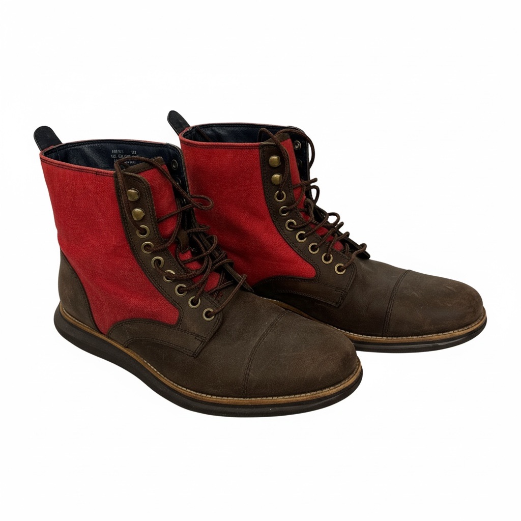 Cole Haan Men's Red And Brown Leather Boots